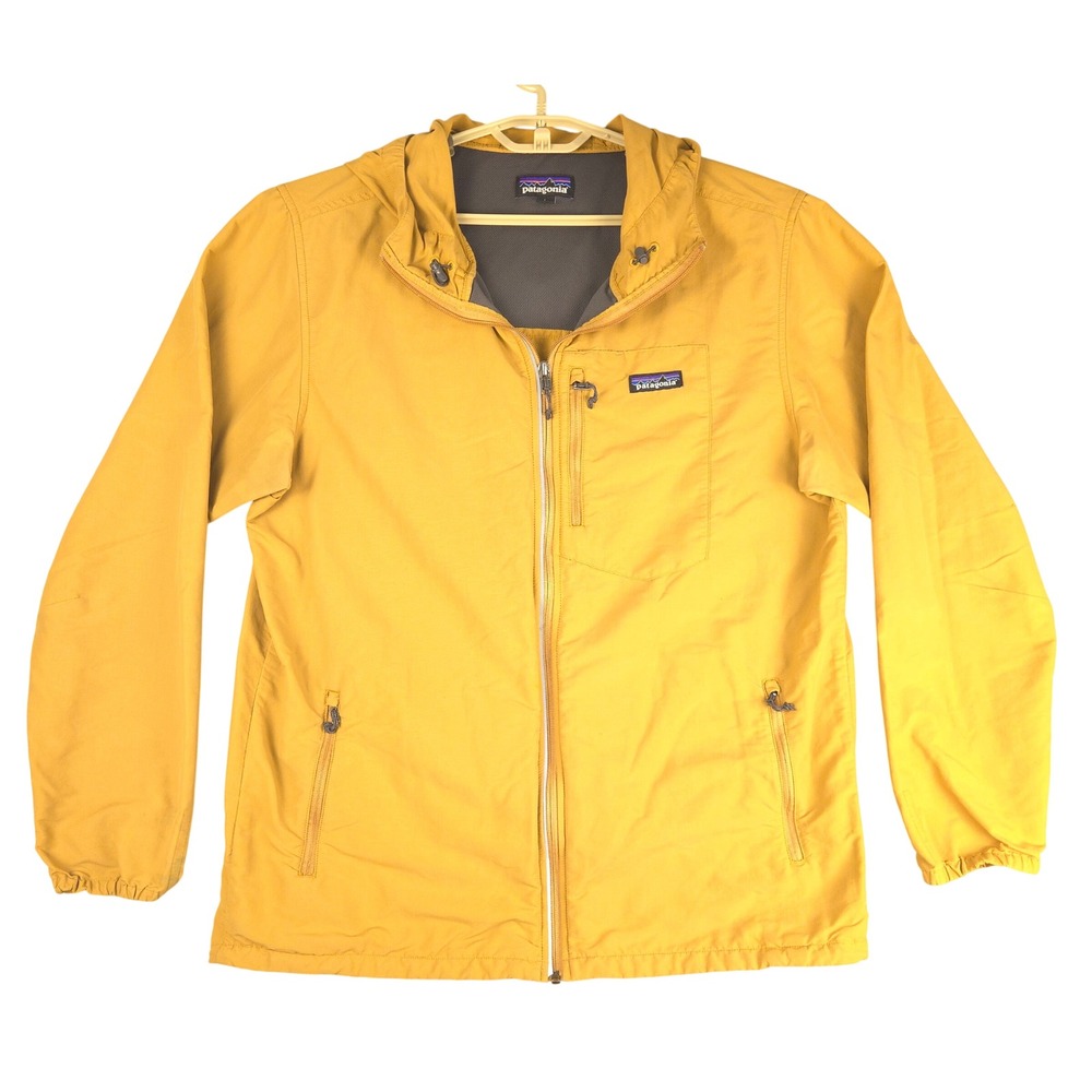 Patagonia Mens Tezzeron Jacket Yellow Hooded Windbreaker 27785 Large